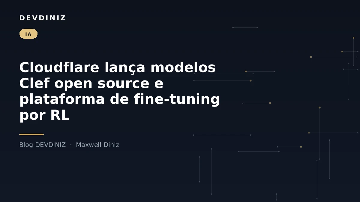 Capa do post sobre os modelos de decisão Clef da Cloudflare, com o título em branco sobre fundo navy e uma malha de nós conectados em tons de dourado