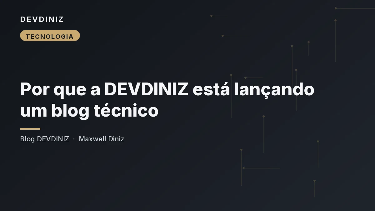 Capa do post de lançamento do blog da DEVDINIZ